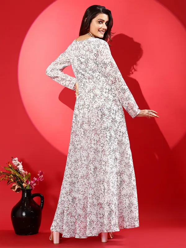 White_Premium_Georgette_Printed_Dress_For_Women