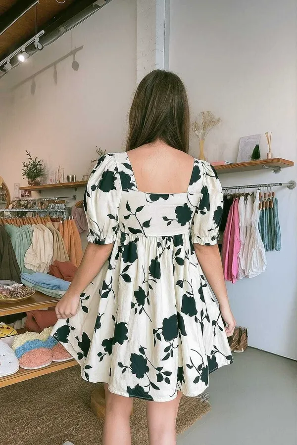 White_Premium_Viscose_Rayon_Floral_Print_Dress_For_Women