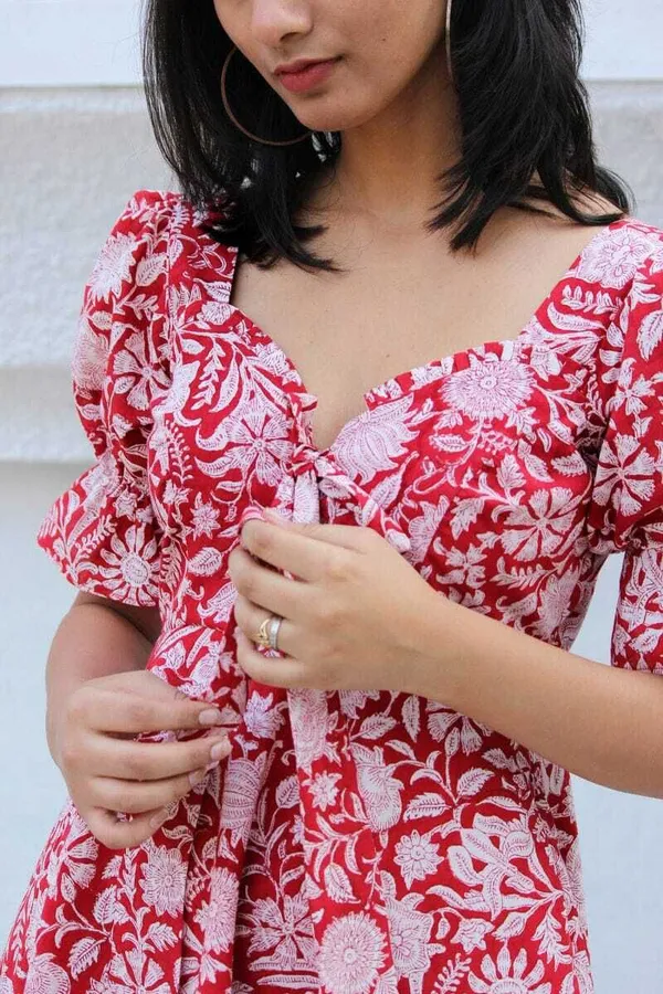 Red_Premium_Viscose_Rayon_Floral_Print_Dress_For_Women