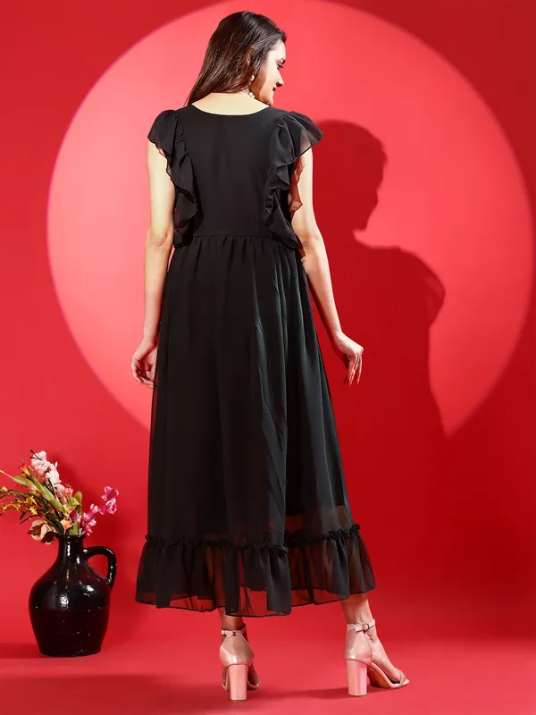 Black_Premium_Georgette_Solid_Dress_For_Women