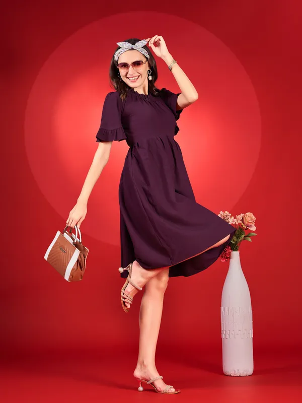 Purple_Premium_Polyester_Solid_Dress_For_Women