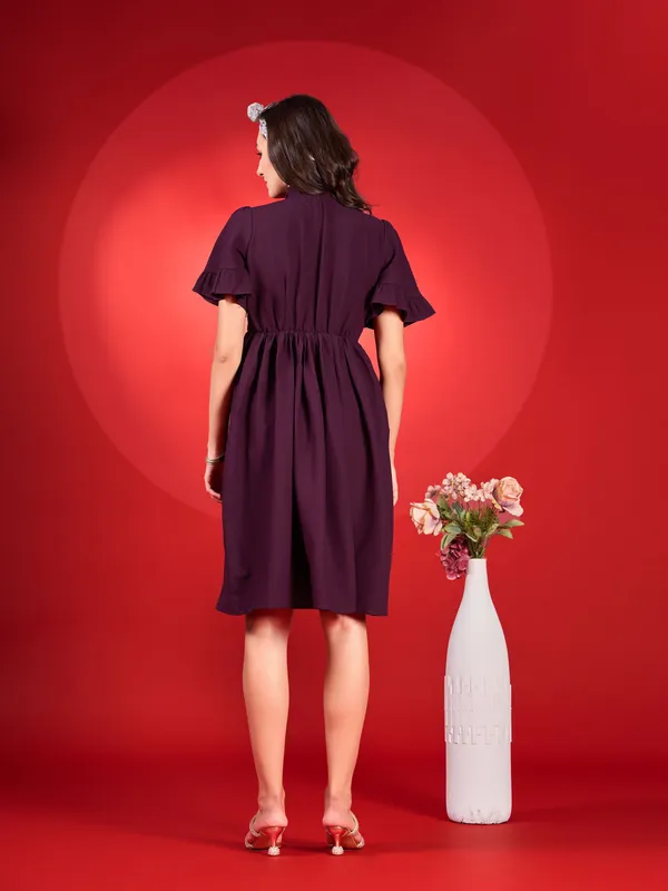 Purple_Premium_Polyester_Solid_Dress_For_Women