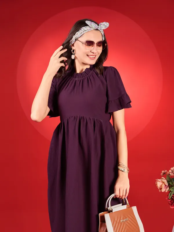 Purple_Premium_Polyester_Solid_Dress_For_Women
