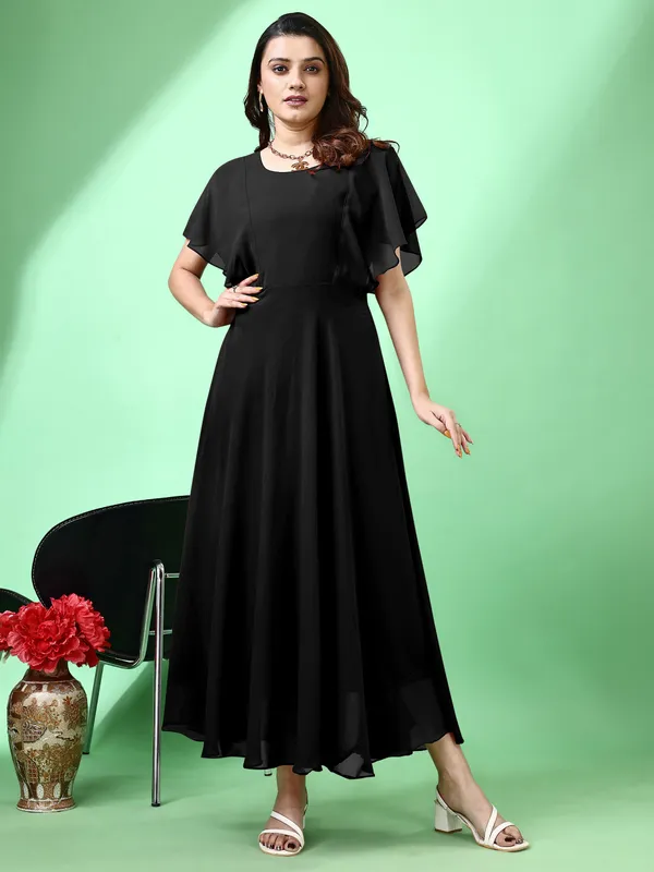 Black_Premium_Georgette_Self_Design_Dress_For_Women