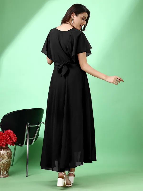 Black_Premium_Georgette_Self_Design_Dress_For_Women