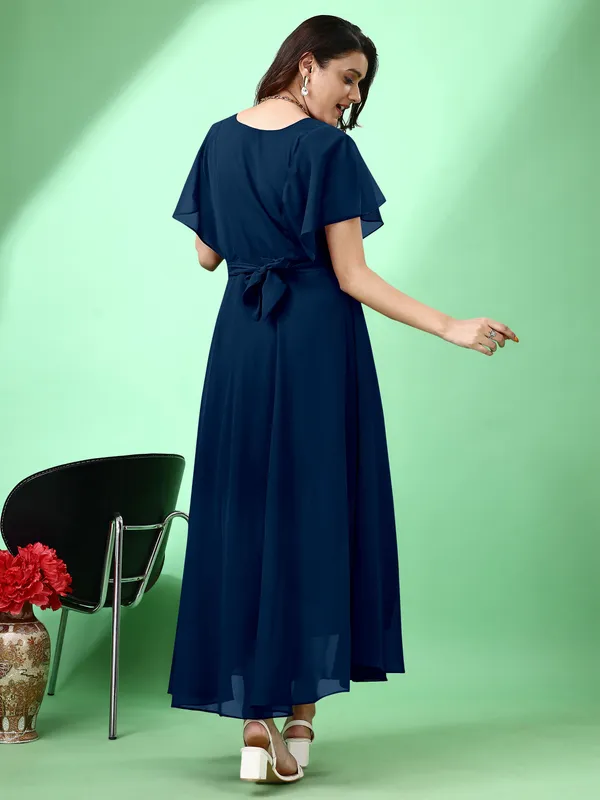Dark_Blue_Premium_Georgette_Solid_Dress_For_Women