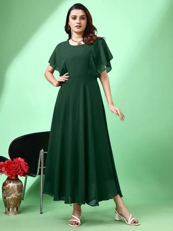 Green_Premium_Georgette_Solid_Dress_For_Women