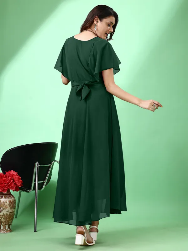 Green_Premium_Georgette_Solid_Dress_For_Women