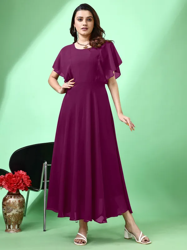 Purple_Premium_Georgette_Solid_Dress_For_Women