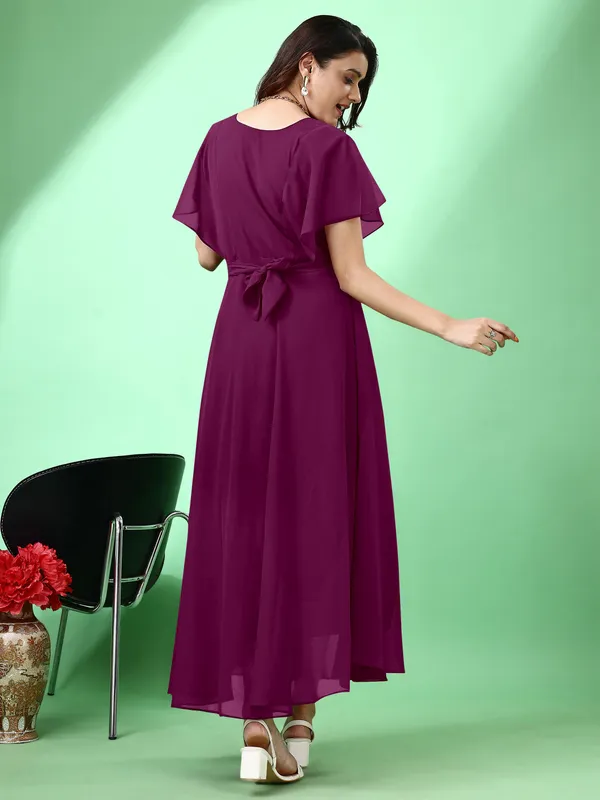 Purple_Premium_Georgette_Solid_Dress_For_Women
