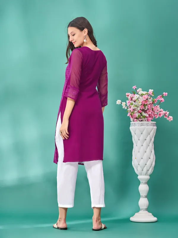 Purple_Premium_Georgette_Embroidered_Kurta_For_Women