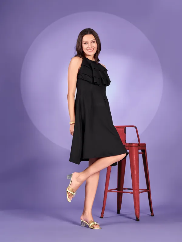 Black_Premium_Polyester_Solid_Dress_For_Women