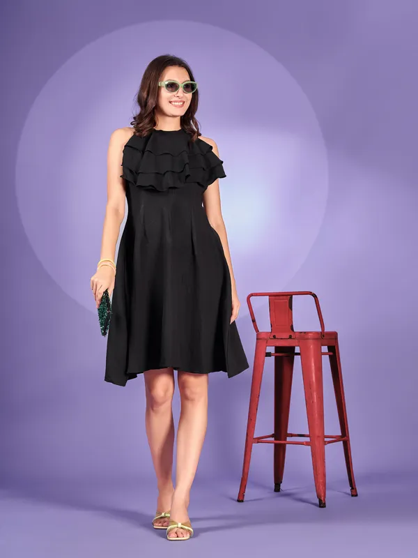 Black_Premium_Polyester_Solid_Dress_For_Women