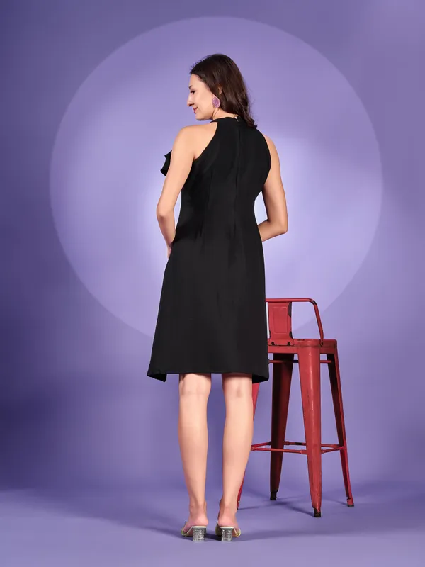 Black_Premium_Polyester_Solid_Dress_For_Women