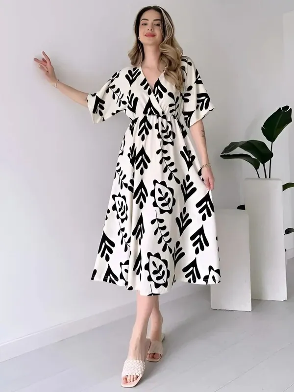 Black_&_White_Premium_Viscose_Rayon_Self_Design_Dress_For_Women