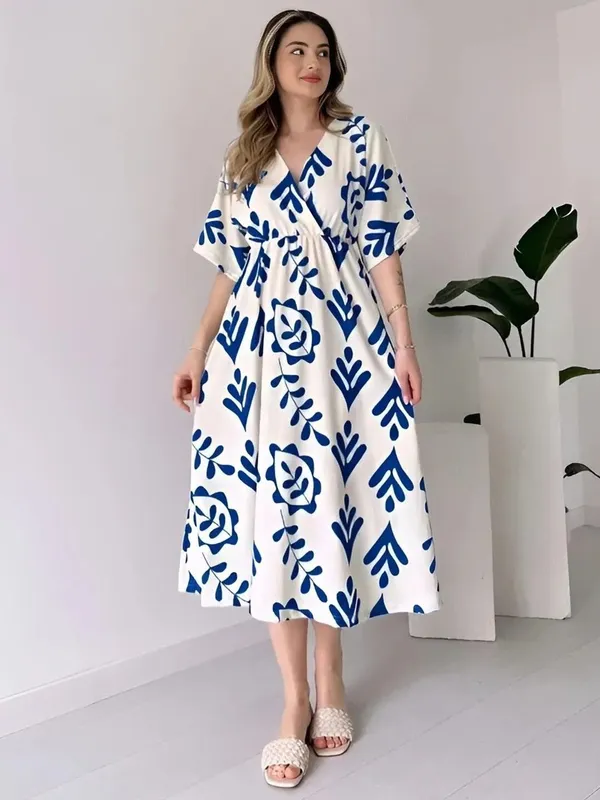 Blue_Premium_Viscose_Rayon_Floral_Print_Dress_For_Women