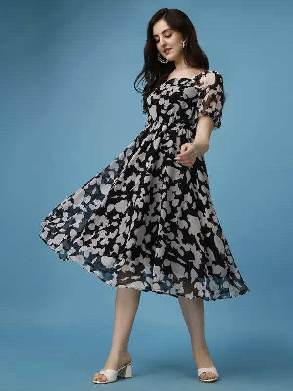 Black_&_Grey_Premium_Georgette_Printed_Dress_For_Women