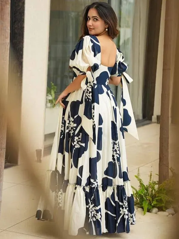 Blue_&_Beige_Premium_Viscose_Rayon_Floral_Print_Flared/A-Line_Gown_For_Women