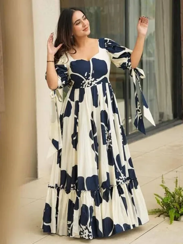 Blue_&_Beige_Premium_Viscose_Rayon_Floral_Print_Flared/A-Line_Gown_For_Women