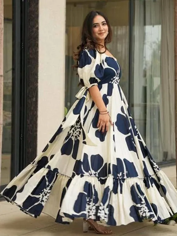 Blue_&_Beige_Premium_Viscose_Rayon_Floral_Print_Flared/A-Line_Gown_For_Women