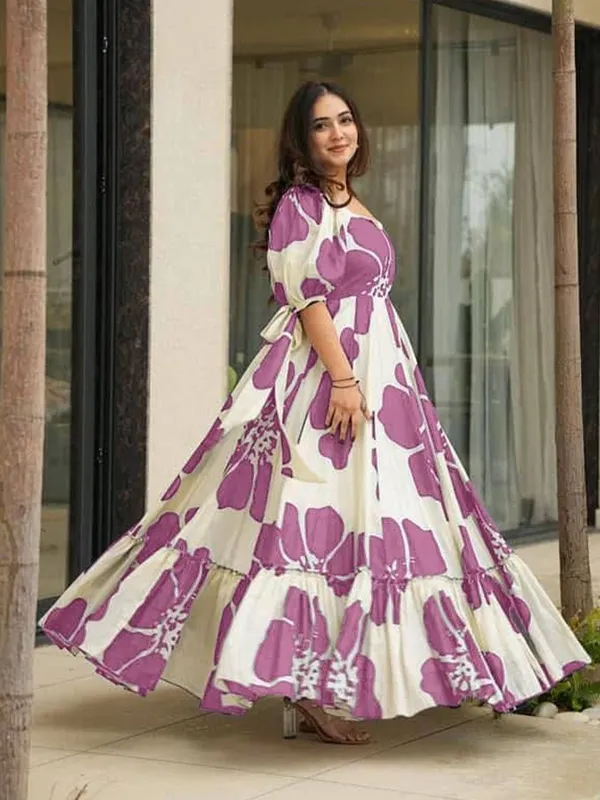 Purple_Premium_Viscose_Rayon_Floral_Print_Flared/A-Line_Gown_For_Women