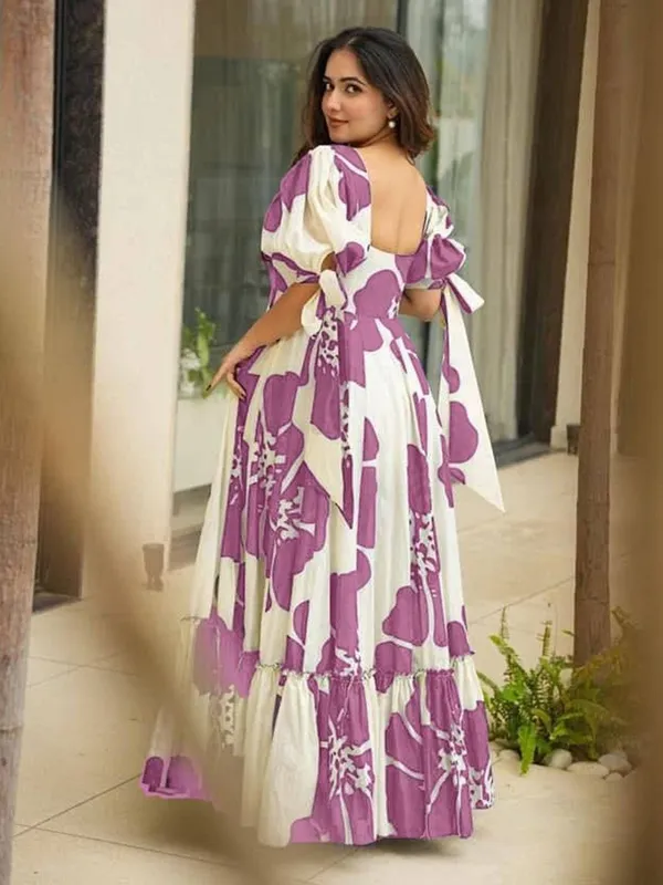 Purple_Premium_Viscose_Rayon_Floral_Print_Flared/A-Line_Gown_For_Women