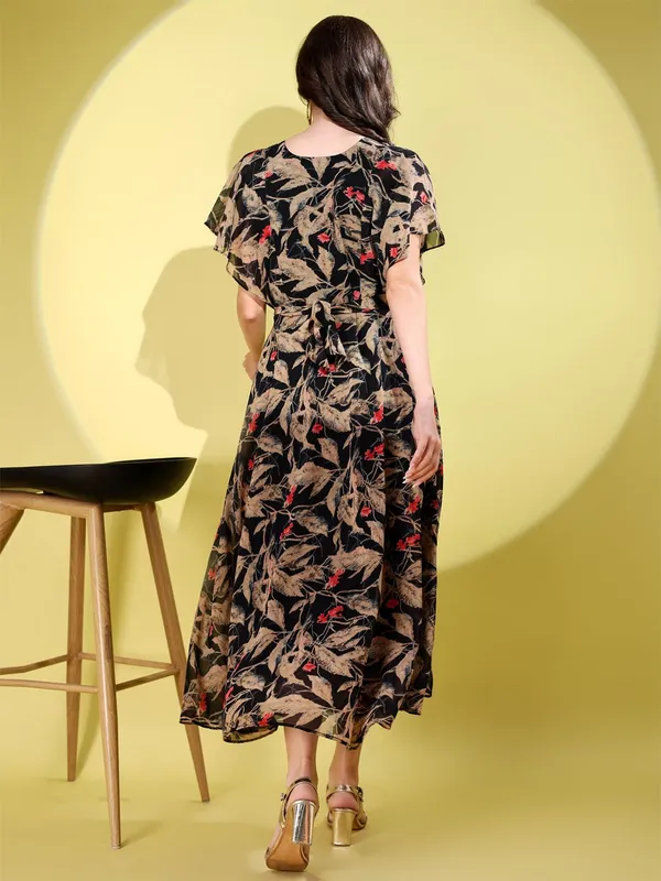 Black_Premium_Georgette_Printed_Dress_For_Women