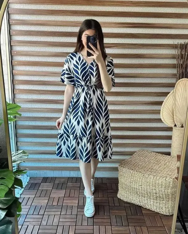 Blue_&_White_Premium_Viscose_Rayon_Printed_Dress_For_Women