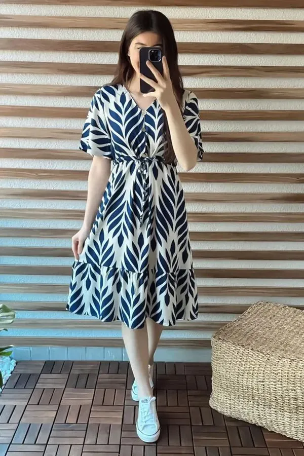Blue_&_White_Premium_Viscose_Rayon_Printed_Dress_For_Women