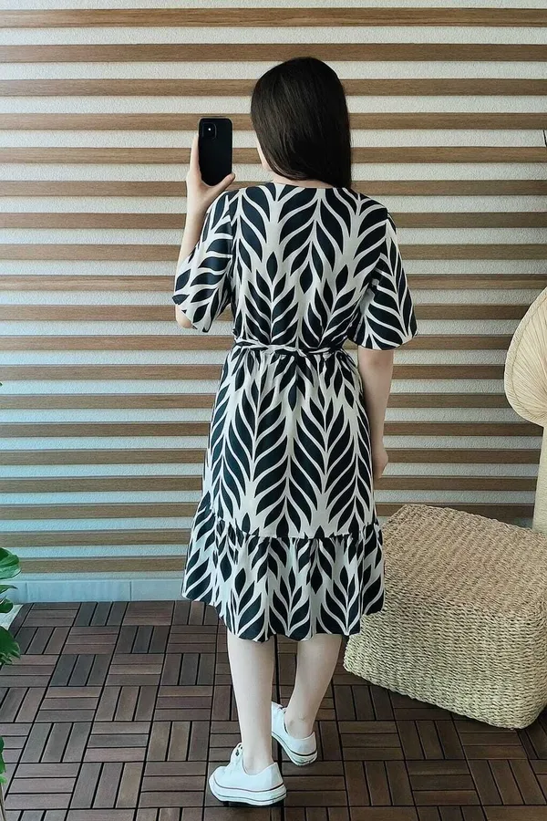Blue_&_White_Premium_Viscose_Rayon_Printed_Dress_For_Women