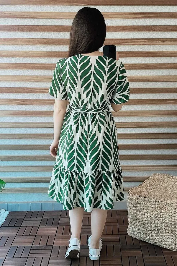 Green_&_White_Premium_Viscose_Rayon_Printed_Dress_For_Women