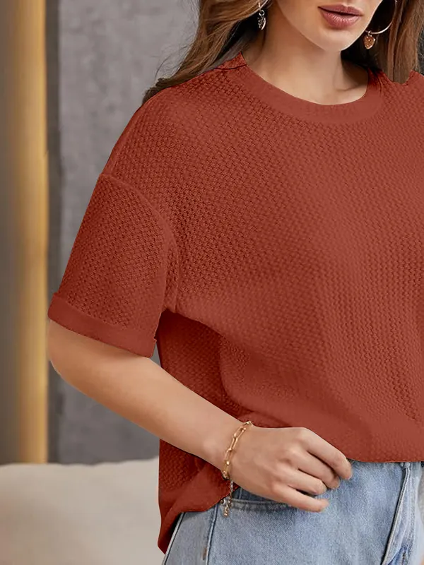 Orange_Premium_Wool_Solid_Regular_Top_For_Women