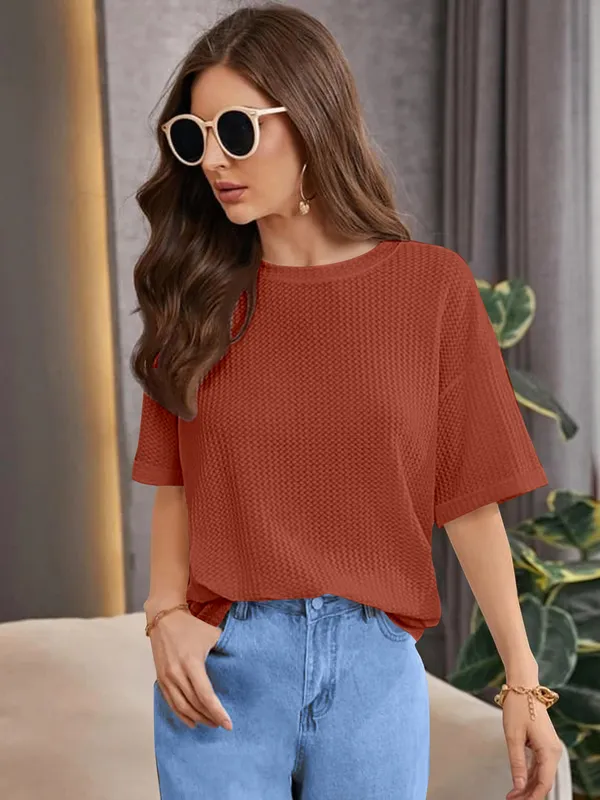 Orange_Premium_Wool_Solid_Regular_Top_For_Women