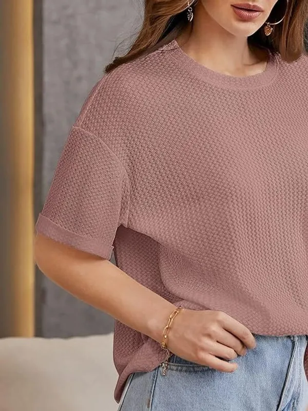 Pink_Premium_Wool_Solid_Regular_Top_For_Women