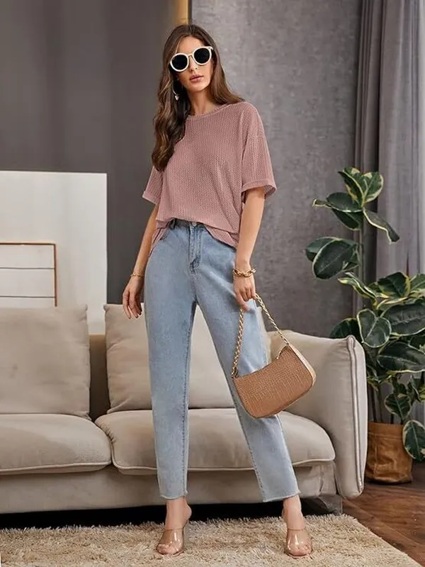 Pink_Premium_Wool_Solid_Regular_Top_For_Women