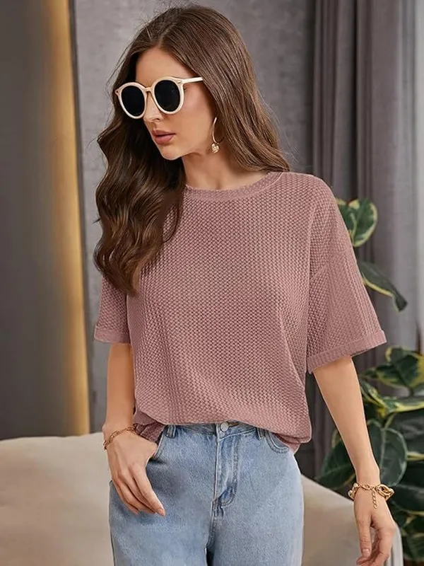 Pink_Premium_Wool_Solid_Regular_Top_For_Women