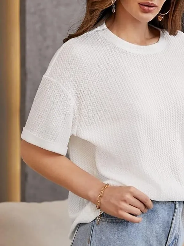White_Premium_Wool_Solid_Regular_Top_For_Women