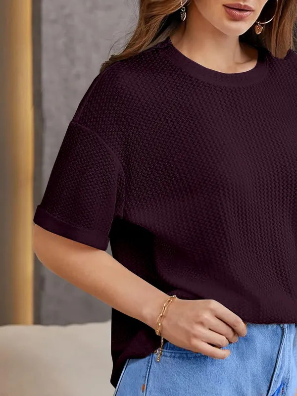 Purple_Premium_Wool_Solid_Regular_Top_For_Women