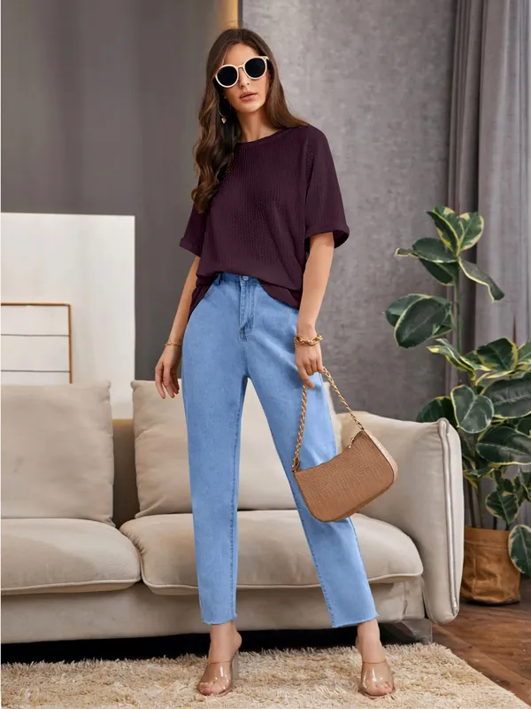 Purple_Premium_Wool_Solid_Regular_Top_For_Women