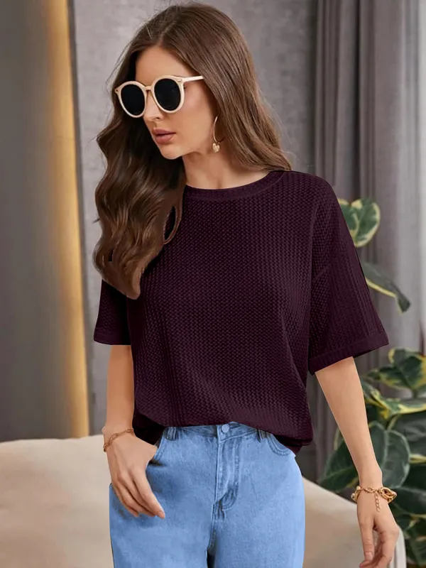 Purple_Premium_Wool_Solid_Regular_Top_For_Women