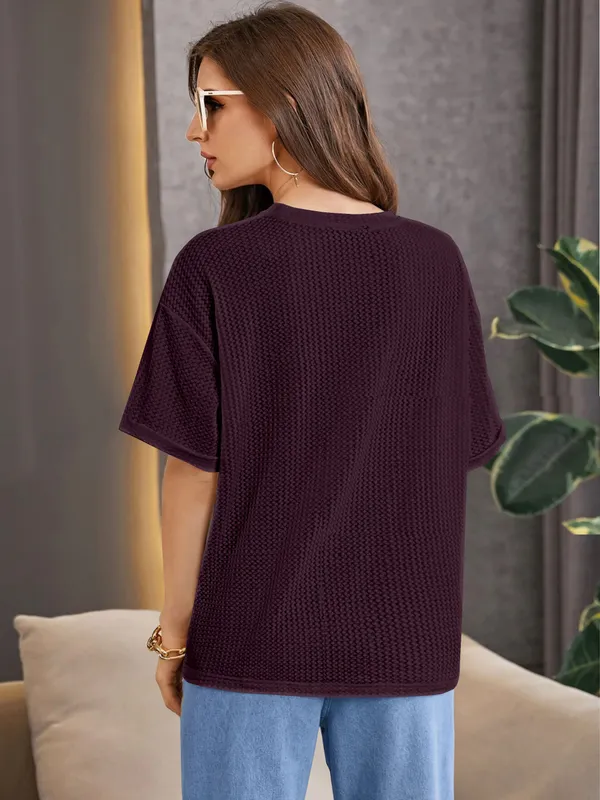 Purple_Premium_Wool_Solid_Regular_Top_For_Women