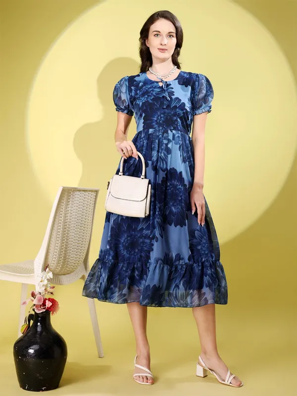 Blue_Premium_Georgette_Floral_Print_Dress_For_Women