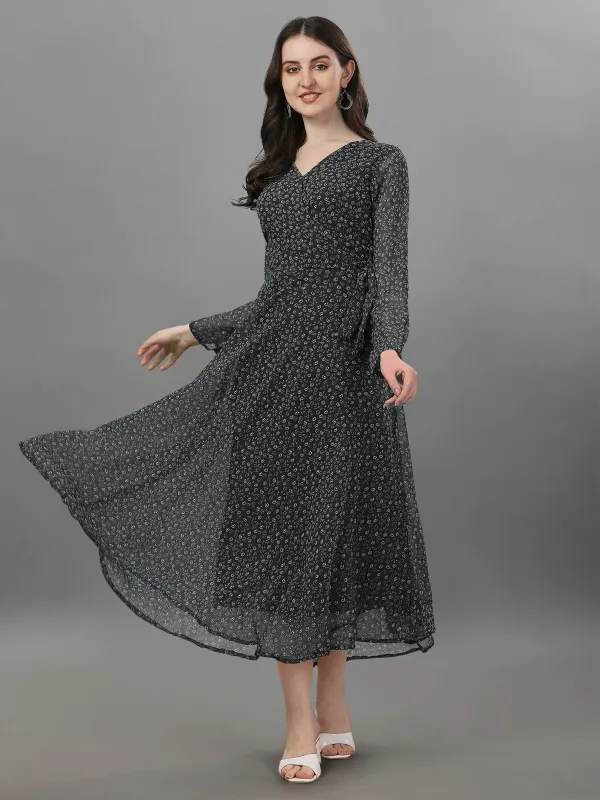 Black_&_White_Premium_Georgette_Printed_Dress_For_Women