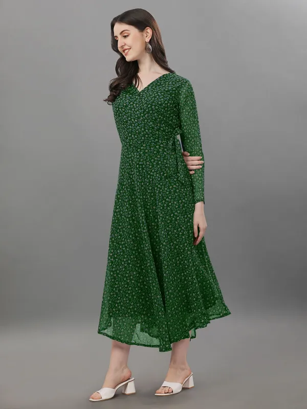 Green_&_White_Premium_Georgette_Printed_Dress_For_Women