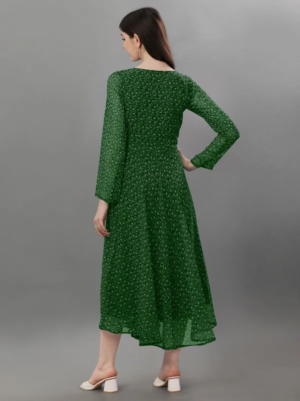 Green_&_White_Premium_Georgette_Printed_Dress_For_Women