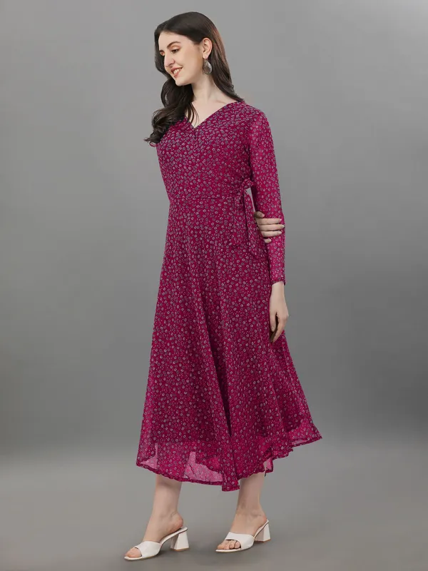 Magenta_Premium_Georgette_Printed_Dress_For_Women