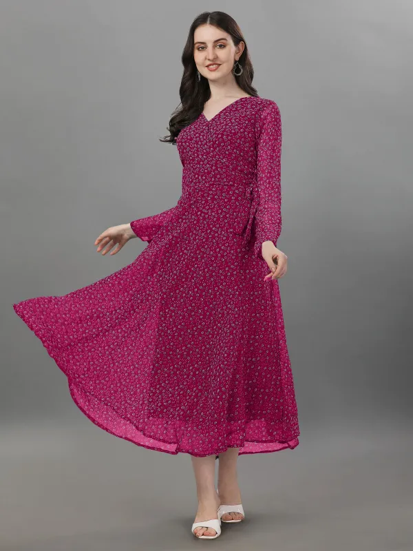 Magenta_Premium_Georgette_Printed_Dress_For_Women