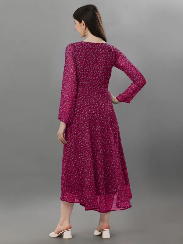 Magenta_Premium_Georgette_Printed_Dress_For_Women