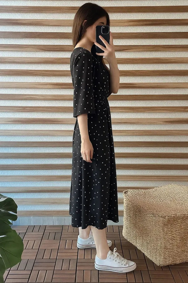 Black_Premium_Viscose_Rayon_Floral_Print_Dress_For_Women