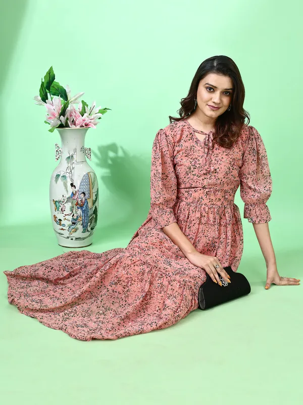 Orange_Premium_Georgette_Printed_Dress_For_Women